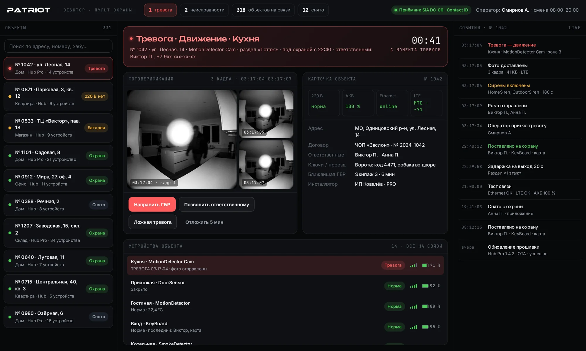 Patriot Desktop — рабочее место оператора пульта охраны
