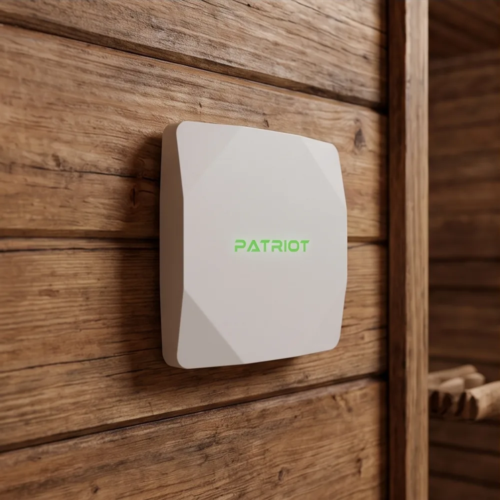 Patriot Extender на деревянной стене бани